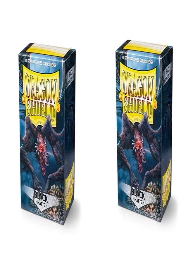 dragon shield 2 Packs Dragon Shield Matte Black Standard Size 100 ct Card Sleeves Value Bundle! - Image 2